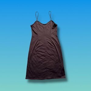 Elegant Brown Mini Slip Dress Spaghetti Straps One Size Sleeveless
